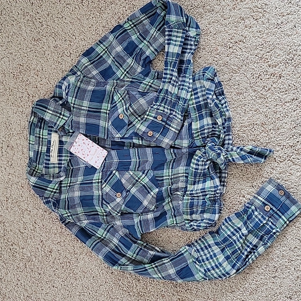 FREE PEOPLE plaid button up